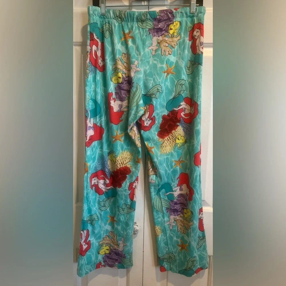 🧜‍♀️ Ariel 🐚 Teal Pajama Pants w Red Drawstring - Disney, 100% Cotton - Picture 7 of 8